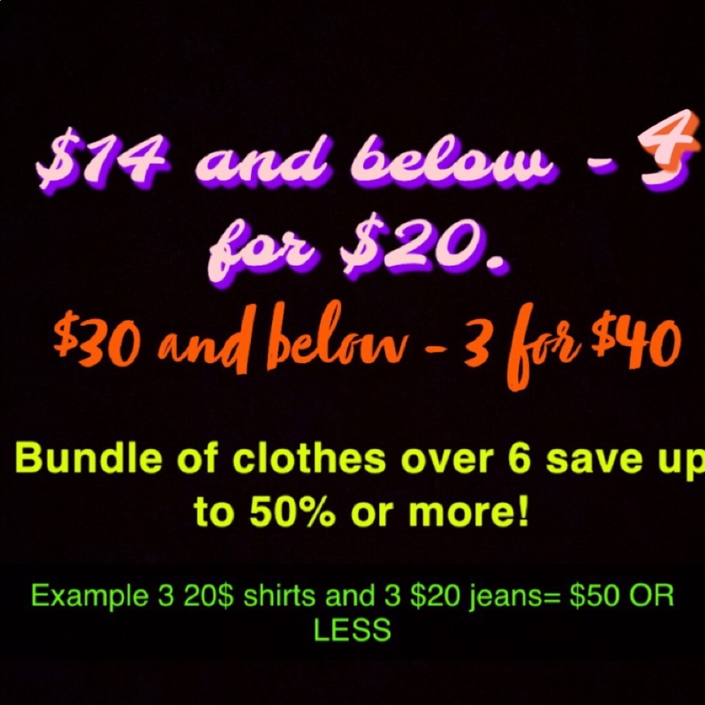 ⭐️⚜️🤝👜🗣🗣🗣🫵YOU!! Yes you! BUNDLE AND SAVE UP TO 50% or more on clothing!